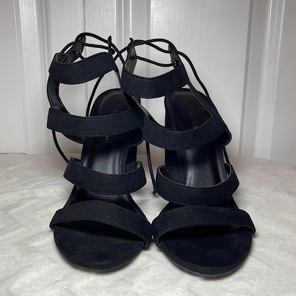 Wild Diva Lace Up Heels - Black